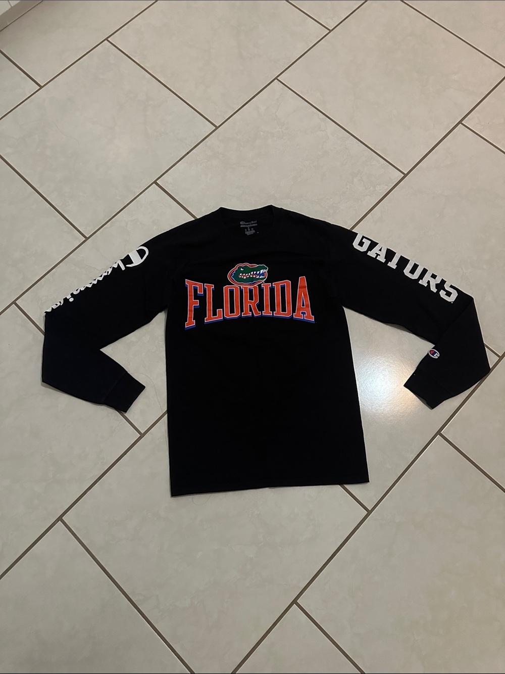 Champion Black Official Florida Gators Long Sleeve Tee with Orange & Blue Logo